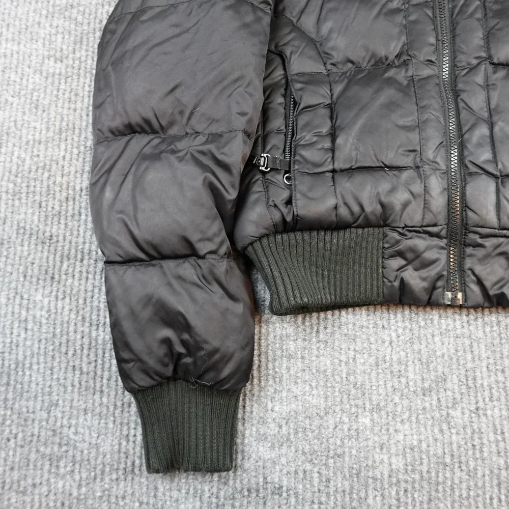 The North Face 550 Down Jacket Womens Small Black Hooded Quilted Puffer Full Zip - Picture 3 of 11